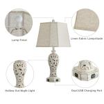 Rustic Farmhouse Table Lamps with USB Ports