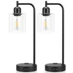 Industrial Table Lamps Set of 2 with USB Ports