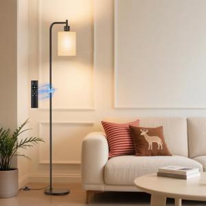 Dimmable Floor Lamp with Remote and Linen Shade