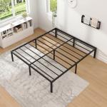 Jetö Queen Metal Bed Frame with Storage, Black