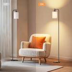Dimmable Floor Lamp with Remote and Linen Shade