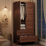 GarveeHome 72" Wooden Wardrobe Closet with Drawers