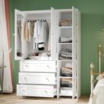 VOWNER 71" Wardrobe Closet with Drawers and Mirror