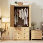 GarveeHome Wooden Armoire Closet with Drawers