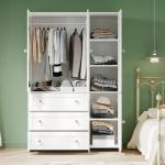 VOWNER 71" Wardrobe Closet with Drawers and Mirror