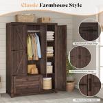 Farmhouse 3-Door Wardrobe with Drawers and Rod