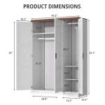 White 3-Door Armoire Closet with Mirror