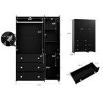 VOWNER 71" Wooden Wardrobe Closet with Mirror