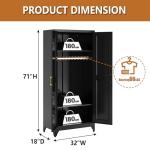 71" Tall Black Metal Wardrobe with Shelves