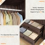 Farmhouse 3-Door Wardrobe with Drawers and Rod