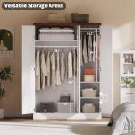 White 3-Door Armoire Closet with Mirror