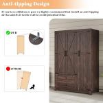 Farmhouse 3-Door Wardrobe with Drawers and Rod