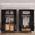 71" Tall Black Metal Wardrobe with Shelves