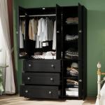 VOWNER 71" Wooden Wardrobe Closet with Mirror