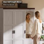 White 3-Door Armoire Closet with Mirror