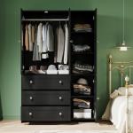 VOWNER 71" Wooden Wardrobe Closet with Mirror