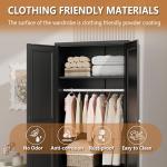 71" Tall Black Metal Wardrobe with Shelves