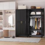 71" Tall Black Metal Wardrobe with Shelves