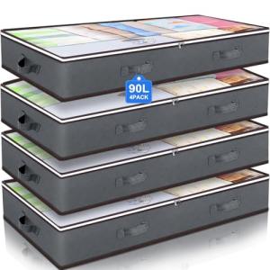 90L Under Bed Storage Bags - Grey