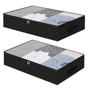 Fixwal Black Underbed Storage Bags - 2 Pack