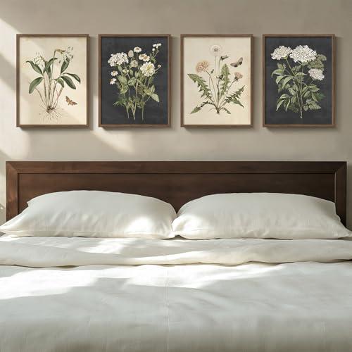Vintage Botanical Wall Art Set for Bedroom Decor