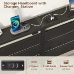 Twin Bed Frame with USB Charging and Storage