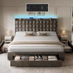 YITAHOME King Size Velvet Bed Frame with Storage