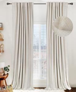 Cream Blackout Linen Curtains - 84 Inches Long