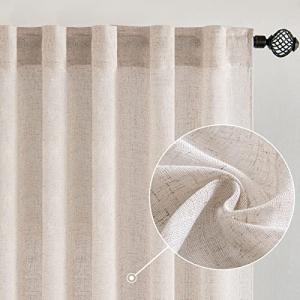 MIULEE 84-Inch Natural Linen Curtains - 2 Panels