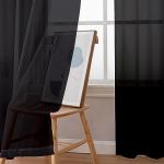 Black Sheer Curtains 84” Long for Bedroom