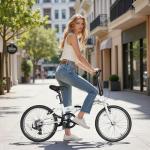 MarKnig 20 inch Folding Bike, Foldable Bicycle for Adults with 7 Speed Derailleur, Lightweight Collapsible Bicycle for City Commuting, Fold Up Bike Men Women Teenagers, White