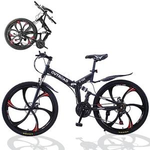 Omelaza 26 ich Folding Mountain Bike, 21 Speed High Carbon Steel Mountain Bike for Adults with 27 Inches Durable Tires
