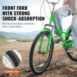 VEVOR Folding Adult Tricycle, 24-Inch 7-Speed Adult Folding Trikes, Carbon Steel 3 Wheel Cruiser Bike with Basket & Adjustable Seat, Shopping Picnic Foldable Tricycles for Women, Men, Seniors (Green)