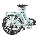 VIRIBUS Folding Bike, 20 inch Lightweight Foldable Bike for Adults 7 Speed with Aluminum Frame, Basket & Rear Rack, Step Through Collapsible Bike for Women Men Seniors City Commuter, Light Green