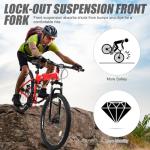 Ktaxon Folding Mountain Bike 21-Speed Adult Bikes 26/27.5 Inch Bike with High Carbon Steel Frame, Double-Kill Disc Brake System, Thickened Shock-Absorbing Front Fork (26" Red)