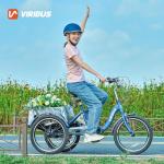 VIRIBUS Folding Tricycle for Adults, 20 inch 7 Speed Foldable Adult Tricycle for Men Seniors with Dual Chain, Folding 3 Wheel Bike with Lock, Collapsible Three Wheel Bicycle 330lb. Blue