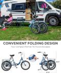 VIRIBUS Folding Tricycle for Adults, 20 inch 7 Speed Foldable Adult Tricycle for Men Seniors with Dual Chain, Folding 3 Wheel Bike with Lock, Collapsible Three Wheel Bicycle 330lb. Blue