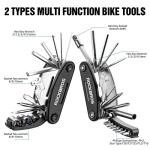 ROCKBROS 16 In 1 Multi-Function Bike Tool Kit - Portable Foldable Bike Multitool Cycling Tool Kit With Allen Wrench, Tire Levers