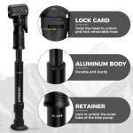 NUWAB Mini Bike Pump with Gauge, 10 Inch Portable Hand Bicycle Pump, 100PSI, Support Shrader and Presta, Fast Air Out Ball Pump, Work with All Bikes and Balls, Swimming Ring