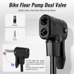 NUWAB Mini Bike Pump with Gauge, 10 Inch Portable Hand Bicycle Pump, 100PSI, Support Shrader and Presta, Fast Air Out Ball Pump, Work with All Bikes and Balls, Swimming Ring