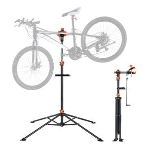 VEVOR Bike Repair Stand, 4-Leg Steel Bicycle Repair Stand, 42.5"-74.8" Adjustable Height Bike Maintenance Work Stand with Magnetic Tool Tray, Foldable Bike Service Stand for Home, Shop (Max 80 Pounds)