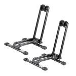 VEVOR Bike Racks 2 Pack, Fits 20 to 27 Inch Mountain & Road Bikes, Alloy Steel Rust-Resistant Bike Floor Stand Rack, Foldable Bicycle Stand for Entryway, Garage, Home Bikes Parking & Storage, Black