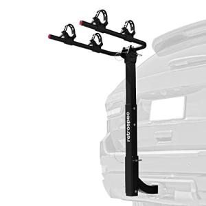 Retrospec Lenox 2-5 - Bike Hitch Rack for Cars, Trucks, SUVs with 2” Hitch | Foldable Steel Frame with Anti-Rattle Adapter, Tie Down Cradles and Straps - Fits Most Frames, Black
