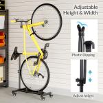 Sttoraboks Vertical Bike Stand, Freestanding Bike Rack Garage Storage Upright Bicycle Floor Stand Indoor Bike Holder with Adjustable Height for Garage & Apartment - for Wheels Sizes up to 29”