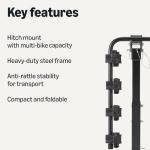 Amazon Basics 4-Bike Hitch Rack with 2" Hitch for Car, SUV and Truck, Heavy-Duty Steel Frame, Foldable, Anti-Rattle Stability, 132-Pound Capacity