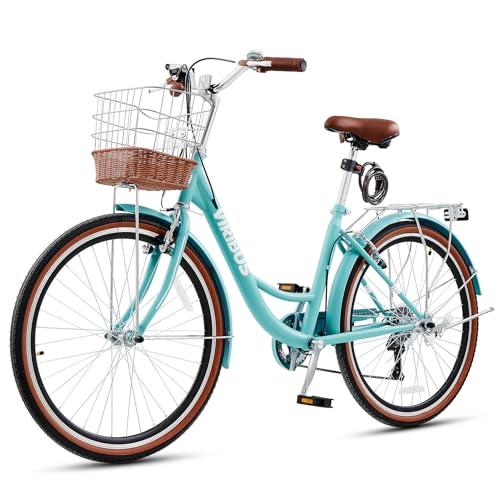 VIRIBUS Women's Beach Cruiser Bike with Basket