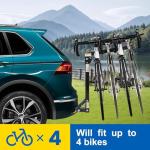 MaxxHaul 70210 Hitch Mount 4-Bike Rack – Black, 150 lb Capacity for Cars, Trucks, SUVs & Minivans, Swing-Down & Easy Install, Safety Reflector Included