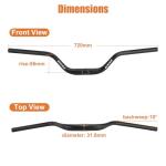 BICYCGEAR 31.8 Bike Handlebars 720mm, 86mm Rise Bicycle Handlebars 10° Backsweep Alloy Riser Handle Bars for Mountain Bike, MTB, E Bikes, Road Dirt Bike, Cruiser, 1 1/4 inch, Sand Blasted