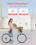 VEVOR Women's 7-Speed Beach Cruiser Bike with Basket