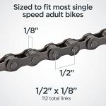 Schwinn Bike Chain, 1/2" X 1/8" Basic Chain Replacement, 112 Total Links, Single Speed, for Non-Derailleur Bikes, BMX, Cruisers and Race, Fits Most Adult Bicycles
